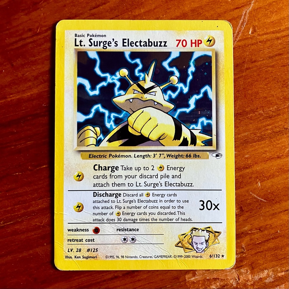 Pokémon Lt. Surge’s Electabuzz Rare Holographic Card